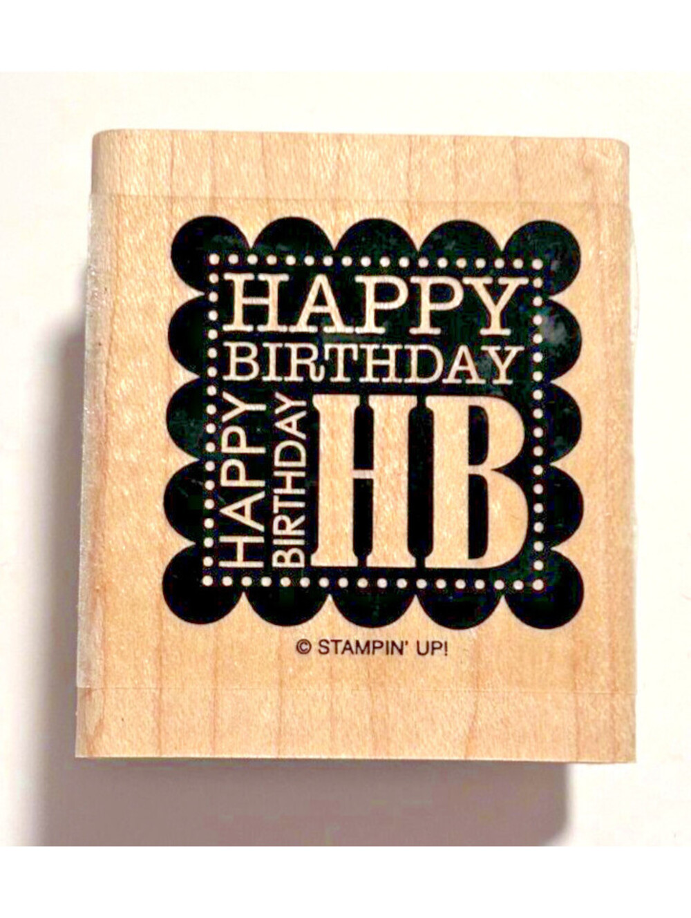 Stampin Up Happy Birthday HB Wood Mounted Rubber Stamp (Used)